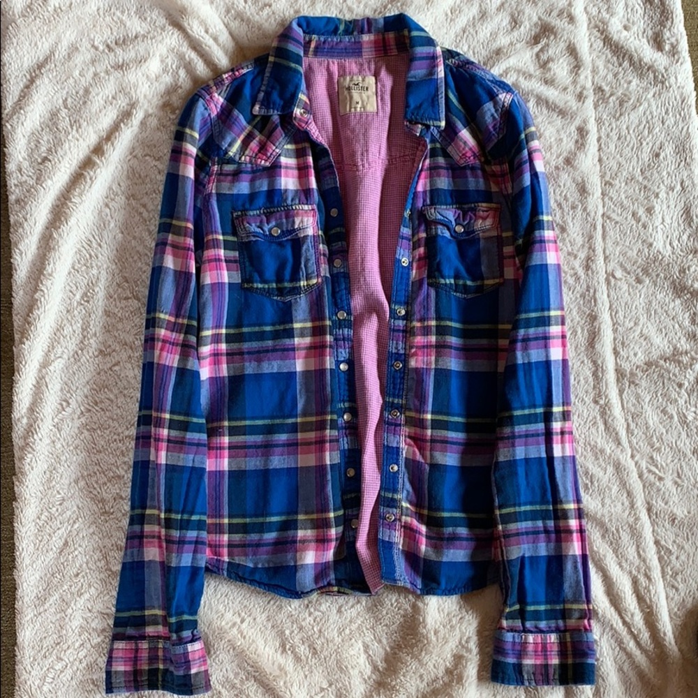 NWOT Hollister Pink and Blue Flannel